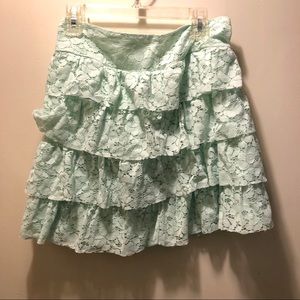 Small Charlotte Russe mint lace ruffle skirt